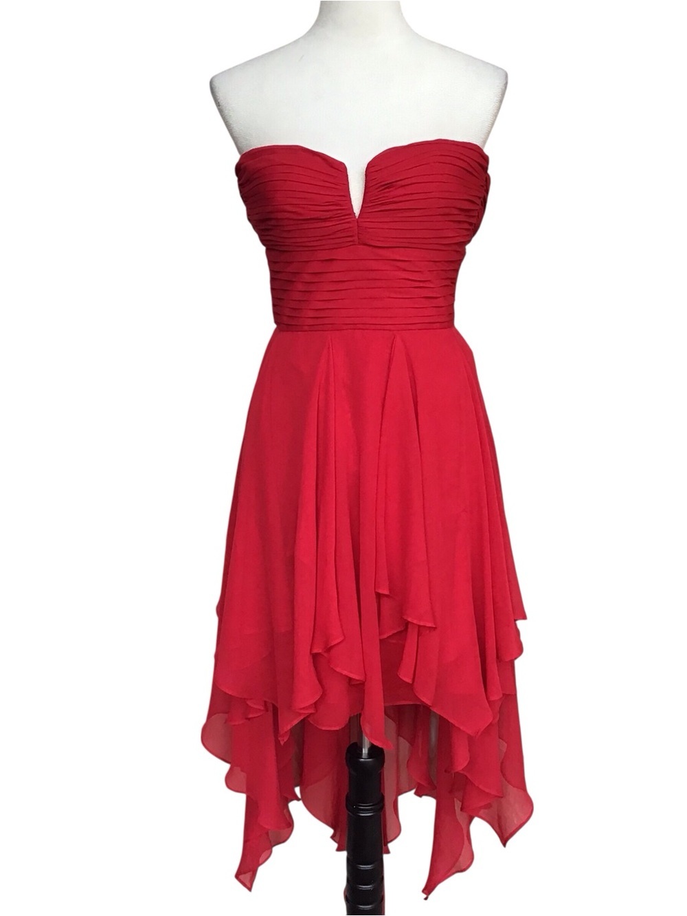 Arden B Red High Low Ruffle Strapless Evening Party Dress Size Small